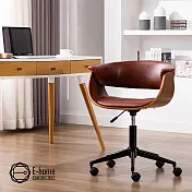 E-home Idan伊丹PU扶手曲木升降電腦椅-棕色