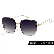 【SUNS】時尚潮流漸層太陽眼鏡 質感金屬方框墨鏡 檢驗合格 抗UV400 金框黑灰