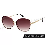 【SUNS】時尚大框墨鏡 歐美秘戀太陽眼鏡 質感鑲鑽金屬簡約框 檢驗合格 抗UV400 漸層酒紅