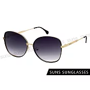 【SUNS】時尚大框墨鏡 歐美秘戀太陽眼鏡 質感鑲鑽金屬簡約框 檢驗合格 抗UV400 漸層灰