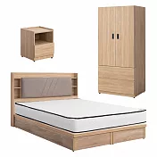 IDEA-MIT寢室傢俱暖色木作五件組(含床墊) 暖棕原木