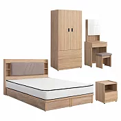 IDEA-MIT寢室傢俱暖色木作六件組(含床墊) 暖棕原木