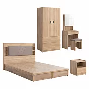 IDEA-MIT寢室傢俱暖色木作五件組(不含床墊) 暖棕原木