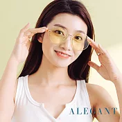 【ALEGANT】玩色時尚鮮柳黃圓框幾何造型墨鏡/UV400太陽眼鏡