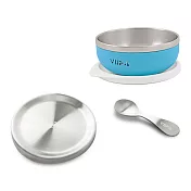 VIIDA Soufflé 抗菌不鏽鋼餐具兒童上學必備組(碗+蓋+匙) 寶貝藍