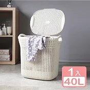 《真心良品》KEYWAY聖卡夏藤藝衣物籃(附蓋)40L-1入
