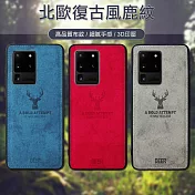 DEER 三星 Samsung Galaxy S20 Ultra 北歐復古風 鹿紋手機殼 保護殼 有吊飾孔 紳士藍