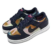 Nike 休閒鞋 Dunk Low SE PS 童鞋 海軍藍 Graffiti 皮革 渲染 塗鴉 經典鞋 DM1052-400