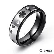 GIUMKA情侶戒指 愛在幸運鋼戒 黑色/玫金 男女情人對戒 單個價格 MR08031 6 黑色美國圍6號