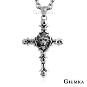 GIUMKA十字架鋼項鍊天降雄獅短項鏈採黑個性男鍊 MN08078 交換禮物鋼飾推薦 50cm 黑鋯