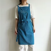 【巴芙洛】純棉刺繡防水可調整肩帶工作圍裙 寶藍色