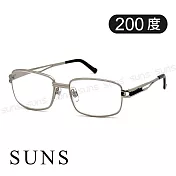 台灣製 老花眼鏡 時尚簍空金屬框  閱讀眼鏡 高硬度耐磨鏡片 配戴不暈眩 200度