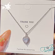 【伊飾童話】純愛晶鑽＊韓風鋯石鈦鋼典雅項鍊