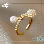 【伊飾童話】不規則珍珠＊X型彈性開口戒指  金