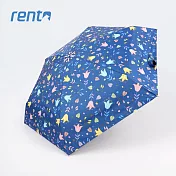 【rento】MINI不鏽鋼黑膠晴雨傘 草葉集(藍)