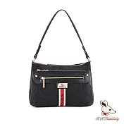 B.S.D.S冰山袋鼠 - 非常莓好 - 織帶拼接實搭斜肩包【8022-KR】 紅磚黑