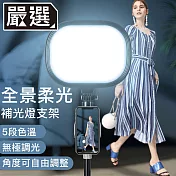 嚴選 LED直播美顏色溫調節全景柔光平板補光燈支架套組