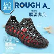 【JAR嚴選】超軟Q涼爽透氣情侶洞洞鞋(透氣/休閒/輕盈) EU36 黑紅