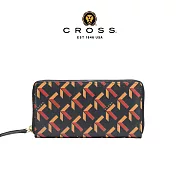 【CROSS】台灣總經銷 限量1折 頂級小牛皮拉鍊長夾 約瑟芬系列 全新專櫃展示品 (黑色 Monogram)
