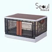 Seoul house 新款日式加厚大容量三開式折疊收納箱／木蓋款- 可可棕