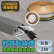 【導線駭客】軟質配線槽/無痕阻燃絕緣電線壓條 4CM寬/3M 灰色