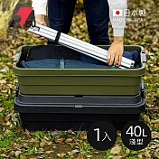 【日本RISU】TRUNK CARGO二代 日製戶外掀蓋式耐壓收納箱(淺型)-40L-3色可選(TC-70S LOW) -炭黑
