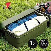 【日本RISU】TRUNK CARGO二代 日製戶外掀蓋式耐壓收納箱(深型)-70L-3色可選(TC-70S)  -軍綠