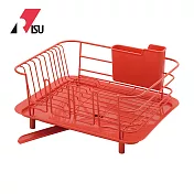 【日本RISU】加大型杯盤碗碟瀝水籃(附筷筒)-2色可選 -紅