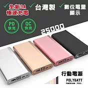 臺灣製-全新3A雙向快充 25000大容量液晶顯示行動電源 支援18W PD/QC3.0 天使銀