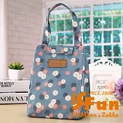 【iSFun】三角手提＊保溫保冷便當袋 藍漾花朵