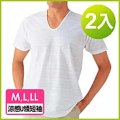 【日本GUNZE】男士超涼感純棉U領短袖2件組(GT1561) M 白