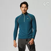 ADISI 男UPF50+防曬抑菌半門襟長袖排汗衣AL2211025 (S-2XL) / 吸濕排汗 彈性 抗紫外線 大和抗菌 防臭加工 M 蒼青