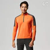 ADISI 男UPF50+防曬抑菌半門襟長袖排汗衣AL2211026 (S-2XL) / 吸濕排汗 彈性 抗紫外線 大和抗菌 防臭加工 M 橘褐