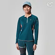 ADISI 女UPF50+防曬抑菌半門襟長袖排汗衣AL2211031 (S-2XL) / 吸濕排汗 彈性 抗紫外線 大和抗菌 防臭加工 M 蒼青