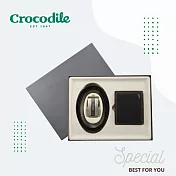 職場新鮮人 父親節 情人節送禮 Crocodile 鱷魚皮件 真皮自動皮帶/皮夾 兩件禮盒組-0105-0020 40 皮夾+皮帶40腰