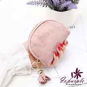 【iSPurple】玫瑰掛飾＊磨砂皮革零錢包  粉