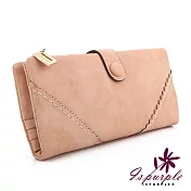 【iSPurple】菱形緹花＊磨砂皮革手拿長夾  粉