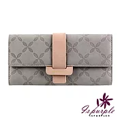 【iSPurple】空氣花瓣*日式霧面抽帶長夾 灰