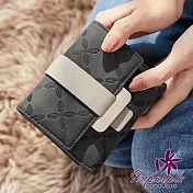 【iSPurple】空氣花瓣＊日式霧面抽帶零錢短夾  黑