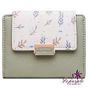 【iSPurple】稻穗壓花＊三折皮革零錢短夾  綠