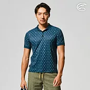ADISI 男UPF50+印花防曬抑菌POLO衫AL2211042 (M-2XL) / 吸濕排汗 彈性 抗紫外線 大和抗菌 防臭加工 排汗衣 M 深藍
