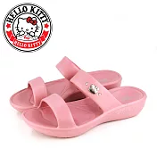 【HELLO KITTY】女 拖鞋 凱蒂貓 釘釦 二字 寬頻 輕量 防水 EU36 粉紅色