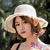 【Decoy】空靈少女＊編織夏季防曬遮陽草帽漁夫帽  米白