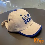 【iSFun】小熊英文*中性撞色兒童鴨舌棒球帽 米