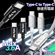 MyStyle 耐彎折編織線Type-C to Type-C 急速快充線120cm 銀色