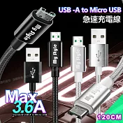 MyStyle 耐彎折編織線 Micro USB急速快充線120cm 銀色