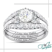 【伊飾童話】定情之眼＊白銀鋯石碎鑽戒指三件套組/美規5號  美規6號