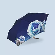 【雙龍牌】ELEGANT驅黑淨白自動傘 水彩花卉防曬黑膠晴雨傘B7044 海軍藍