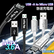 MyStyle 耐彎折編織線 Micro USB急速快充線200cm 黑色