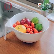 【日本小久保KOKUBO】日本製單柄圓形蔬果瀝水籃 -白